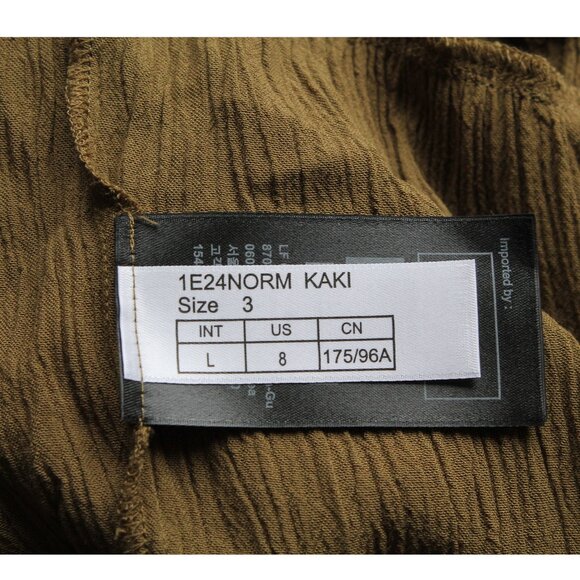 ba&sh Norma Midi Dress / Large / US 8 / Khaki Green V-Neck Smocked - Picture 10 of 11